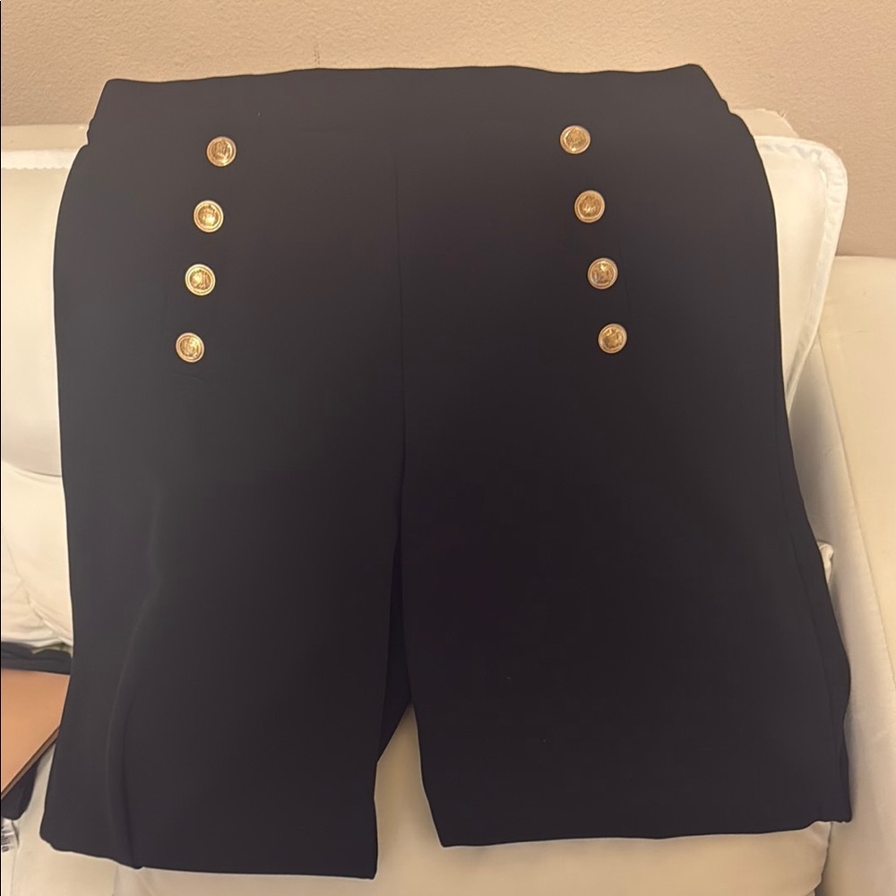 Black Wide Leg Trousers with Gold Hardware Size Large